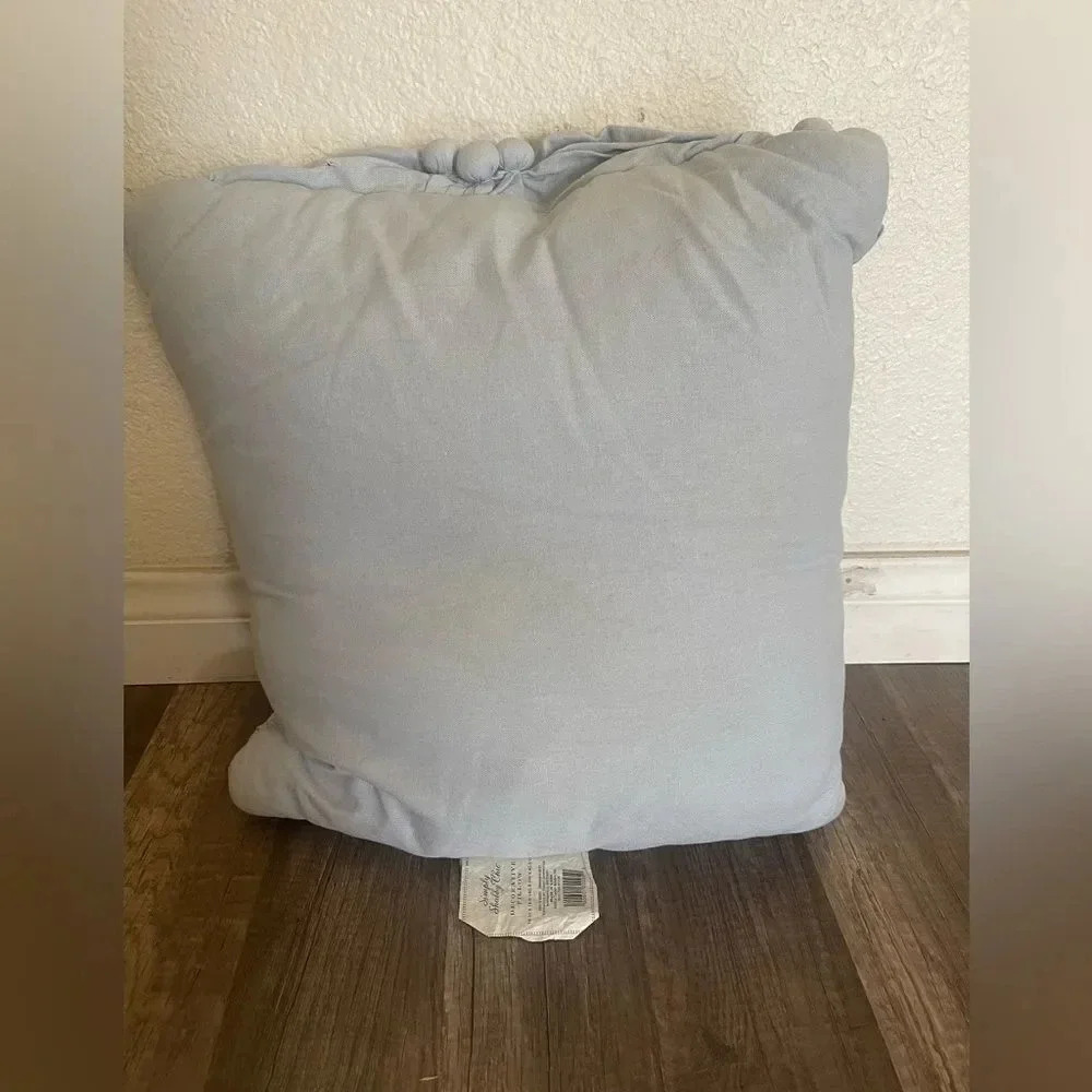 SIMPLY SHABBY CHIC FRENCH FARMHOUSE BLUE RUCHED FLOWER PILLOW HTF RARE - Picture 14 of 16